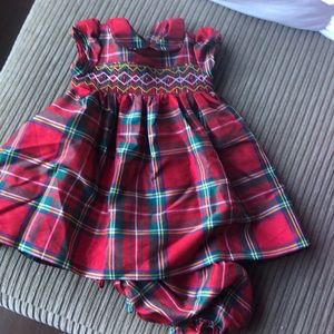 Plaid Christmas smocked dress Laura Ashley 6/9